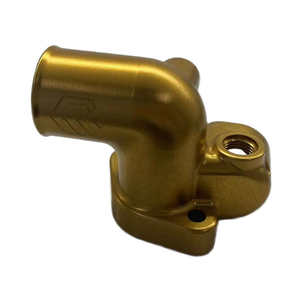 Conector de Codo de Aluminio Anodizado en Oro de Alta Precisión, Mecanizado CNC, Piezas de Conexión de Tuberías de Fluido OEM - Product Image 1