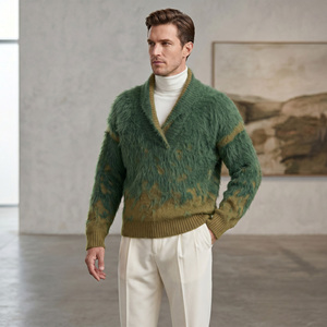 Maglione da <span class=keywords><strong>Uomo</strong></span> in Maglia a Maniche Lunghe con Colletto a Corsetto in Peluche a Pelo Lungo, Stile Retrò Business Art Cashmere, per <span class=keywords><strong>un</strong></span> Calore Avvolgente. - Product Image 5
