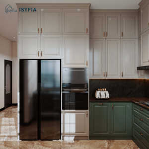 Mueble Bar para Vinos de Pared, Gabinetes de Cocina de PVC con Puertas de Madera Sólida, Diseño Moderno - Product Image 4