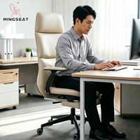 Chaise de bureau exécutive ergonomique à dossier haut pivotant, base chromée, en cuir PU, pour bureau à domicile
