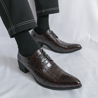 Herren Derby-Schuhe aus Lackleder mit Blumenmuster, Schnürung, spitzer Zehenpartie, rutschfester Sohle, für Partys und Hochzeiten, höhenerhöhende Schuhe