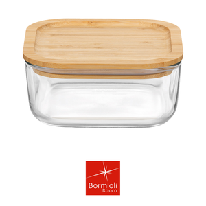 <b>Container</b> Quadro with Lid Bamboo Frigoverre Bormioli <b>Glass</b> 1 l 15 x 6.4 h cm Catering Supplies Wholesale Restaurant Supplies - Product Image 4