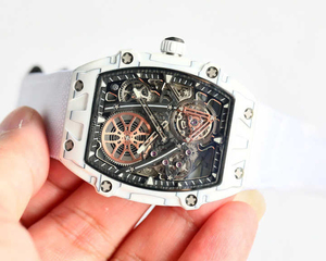 Luxury Men's Tourbillon Mechanical <b>Watch</b>, Ultra-thin Tonneau-shaped <b>Case</b>, Carbon Fiber Rubber Strap, Sporty RM Waterproof <b>Watch</b> - Product Image 5