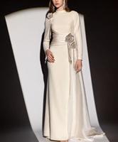 Robe maxi en satin pour femmes, style décontracté automne 2025, nouveau style, col rond, manches longues, broderie artisanale et design plissé