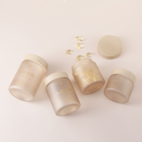Vente en gros de flacons en verre givré beige crème, ronds, vides, pour compléments alimentaires, avec impression personnalisée, contenants en verre pour les soins de santé