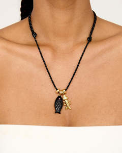 Collar con Colgante de Pez de Piedra Natural, Cordón Ajustable de Nailon Colorido, Gargantilla de Moda, Joyería Hecha a Mano para Mujer, Venta al por Mayor - Product Image 3