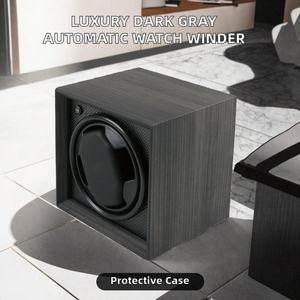 Caja Giratoria Automática para Reloj Individual de Lujo en Gris Oscuro con Acabado de Madera, Caja de Almacenamiento para Reloj Mecánico con Fuente de Alimentación por Batería - Product Image 2