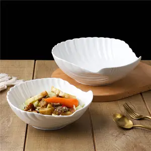 제조 업체 도매 핫셀 쉘 모양 하이 퀄리티 세라믹 재고 심장 샐러드 접시 흰색 부동 세라믹 접시