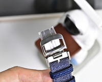 Montre mécanique automatique de luxe haut de gamme pour homme, cadran bleu, cristal saphir, bracelet en cuir, réserve de marche, style Hip Hop