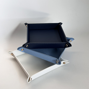 Caja de almacenamiento de cuero PU de lujo para viajes de Hotel, bandeja de escritorio para valet, joyería, cosméticos, organizador de llaves, bandeja de botones plegable - Product Image 4