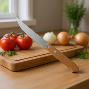 Cuchillo de Cocina de Acero Inoxidable con Mango de Madera Hoja de 3.9 Pulgadas 2.5mm de Grosor Marca ZAA AS-2531 Duradero Hecho en China - Product Image 2