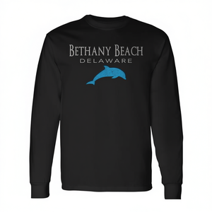 T-shirt à manches longues Bethany Beach Delaware Dolphin, col rond unisexe, promotionnel pour adultes - Product Image 3