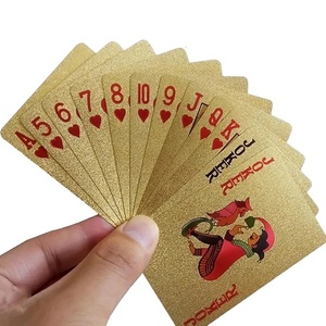 Cartes à jouer <span class=keywords><strong>en</strong></span> feuille d'or 24 carats personnalisées - Parfaites pour le poker, les farces et les cadeaux de fête, cadeau de Noël, d'Halloween, de Thanksgiving - Product Image 1