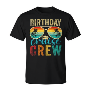 T-shirt Birthday Cruise Crew per adulti, unisex, nera, design vintage, manica corta, girocollo, stampa serigrafica - Product Image 2
