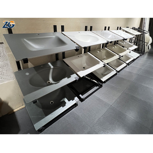 ZGSTONE Évier de salle de bain intégré de luxe moderne, évier de cuisine en dalle de roche, lavabo en pierre frittée écologique - Product Image 1