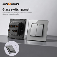 BAOBEN Interrupteur mural et prise multifonctionnels en verre trempé gris 13A Norme britannique, européenne et américaine USB Type-C