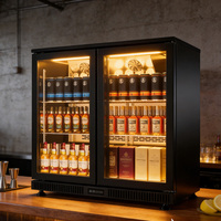 Mini-réfrigérateur à boissons 3 portes, refroidisseur de bar commercial sous comptoir avec éclairage LED et ventilateur de refroidissement