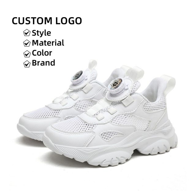 Cema Custom Brand White Mesh Breathable Height Increasing Platform Sneakers for Baby Girls Winter Chunky Sports Shoes