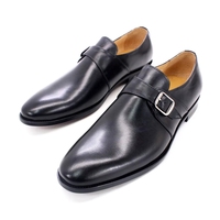 Meilleure Vente Chaussures Décontractées pour Hommes en Cuir Véritable à Enfiler Noires à Boucle Monk