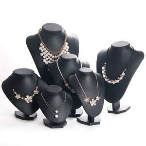 Expositor de Collares de Terciopelo Elegante con Base de Cuero, Maniquí para Exhibición de Joyería, Organizador de Almacenamiento de Collares - Product Image 3