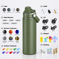 Bouteille d'eau isotherme en acier inoxydable personnalisée, conception OEM ODM, gobelet avec poignée, vaisselle portable, thermos d'extérieur
