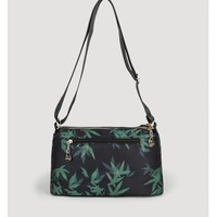 Tas Selempang Wanita Motif Daun Bambu Tas Bahu Nilon Ringan Kasual Tas Tangan Persegi Kecil dengan Tali Dapat Disesuaikan