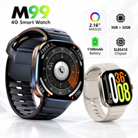 Montre connectée M99 version globale 4G avec carte SIM, mémoire 3+32 Go, téléphone Android, communication indépendante, GPS, OEM ODM