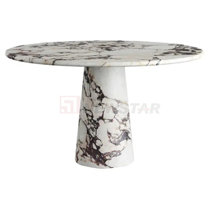 Newstar meubles de luxe en marbre naturel pierre Calacatta alto marbre moderne rond en marbre ensemble de <span class=keywords><strong>table</strong></span> à manger pour salle à manger - Product Image 2