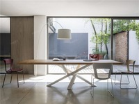 Table à manger réglable en bois massif de luxe industriel pour hôtel, appartement, bureau multifonctionnel