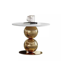 Ensemble de tables basses de salon au design moderne, base sphérique en métal doré de luxe, table basse pour hôtel, appartement, ensemble de tables à thé