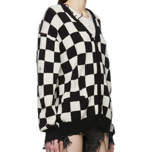 <span class=keywords><strong>Cardigan</strong></span> Invernale da Donna Personalizzato OEM ODM con Logo, <span class=keywords><strong>Nero</strong></span> e Bianco, Casual, Antirughe, 100% <span class=keywords><strong>Cotone</strong></span>, Lavorato a Maglia con Scollo a V - Product Image 3