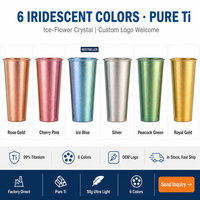 Tasse à double paroi en titane pur, 280ml, 300ml, bouteille d'eau en titane anti-brûlure, légère, pour le camping, la randonnée, les voyages, la maison