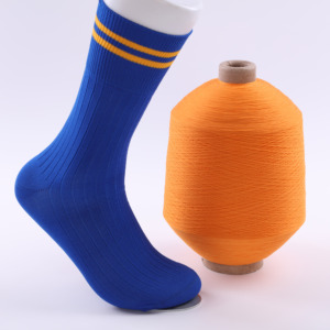 Venta caliente 100% poliéster dope teñido alto estiramiento 75/36/2 SIM Imitar hilo de nailon para tejer Calcetines - Product Image 2
