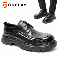 Chaussures décontractées en cuir pour hommes, à lacets, avec semelle plateforme noire, logo personnalisé OEM, directement de l'usine