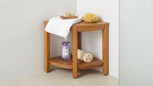 [BeNK] Banc de douche d'angle avec étagère de rangement en bois d'acacia, tabouret de douche résistant à l'eau pour douche intérieure et extérieure - Product Image 6