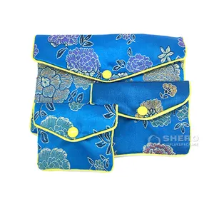 Shero Wholesale Silk Brocade Pouch Small Zipper Pouch Luxury Jewelry Pouches