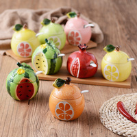 Ensemble de 3 pots à épices en céramique fantaisie avec cuillère, motif fruits, pour le Nouvel An, support à assaisonnement de cuisine, vente chaude sur eBay