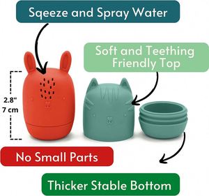 Ensemble de bain pour bébé en silicone écologique, 4 pièces, en forme d'animaux, jouet à eau pour garçons et filles, jouets de piscine et de salle de bain - Product Image 4