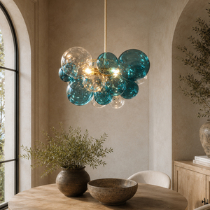 Multi Sizes Bubble Glass Chandelier Adjustable Suspension <b>Cord</b> Brass Canopy For Cafe Bedroom Modern Interior <b>Lighting</b> Fixture - Product Image 1