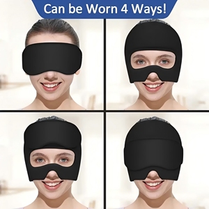 Reusable Headache Migraine Relief <b>Hat</b> Gel Ice Cap Head Wrap Eye Mask Pink Color Sleep Support - Product Image 6