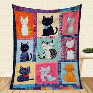 Cream Plaid Puppy Patchwork Flannel Blanket Throw Blanket Nap Blanket <b>Machine</b> Washable Fade Resistant for Bed Sofa Couch - Product Image 6