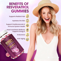 Gummies OEM au Resvératrol, Vitamine, Biotine, Collagène et NAD+ pour le Soin Quotidien de la Peau
