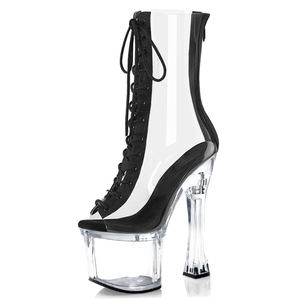 Botas <span class=keywords><strong>de</strong></span> Tacón Alto <span class=keywords><strong>de</strong></span> 18 cm, Punta Abierta, <span class=keywords><strong>Zapatos</strong></span> <span class=keywords><strong>de</strong></span> Baile <span class=keywords><strong>de</strong></span> Plataforma Transparentes para Club Nocturno, Botines <span class=keywords><strong>de</strong></span> Moda para Mujer - Product Image 6