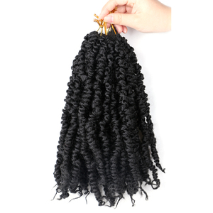 Extensions de cheveux synthétiques pré-bouclées pour tresses bohèmes courtes Ombré Marron, pour tressage au crochet Passion Twist - Product Image 2