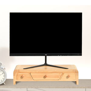 Utility New Arrival Solid Bamboo Desktop <strong>Computer</strong> <strong>Monitor</strong> <strong>Stand</strong> Screen Riser TV Holder with <strong>3</strong> Storage Drawers for Living Room - Product Image 4