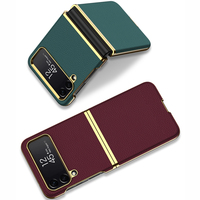 GKK pour Z Flip 3/4/5/6/7 Étui de téléphone en cuir électro-plaqué ultra-fin de luxe avec protection d'écran, étanche et antichoc