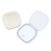 Mini miroir de maquillage portable double face avec interrupteur tactile, support réglable, miroir LED pour soins personnels, voyage, maison