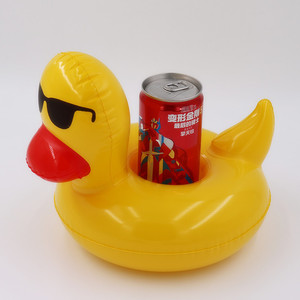 Inflatable Duck Beverage Holder With Sunglasses Design Floating Cup <b>Cooler</b> For Swimming Pool Outdoor Use PVC <b>Material</b> Unisex - Product Image 1