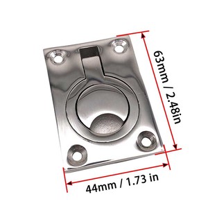 Stainless Steel Floor Clip 63mm X 44mm Square Handle Ring Marine Hardware <b>Yacht</b> Accessories Mirror Polished - Product Image 1