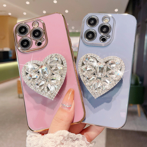 เคสสำหรับ iPhone 14 13 12 11 <span class=keywords><strong>xsmax</strong></span>, เคสโทรศัพท์ชุบโลหะด้วยไฟฟ้าพร้อมที่ยึดรูปหัวใจ - Product Image 4